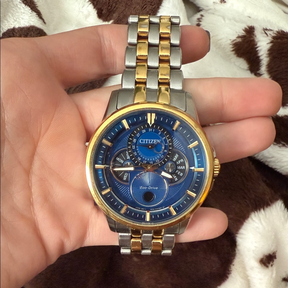 Citizen Eco-Drive Blue Dial with Gold and Silver Band